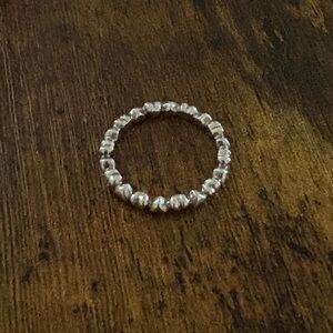 Elegant Silver Beaded Hearts Ring